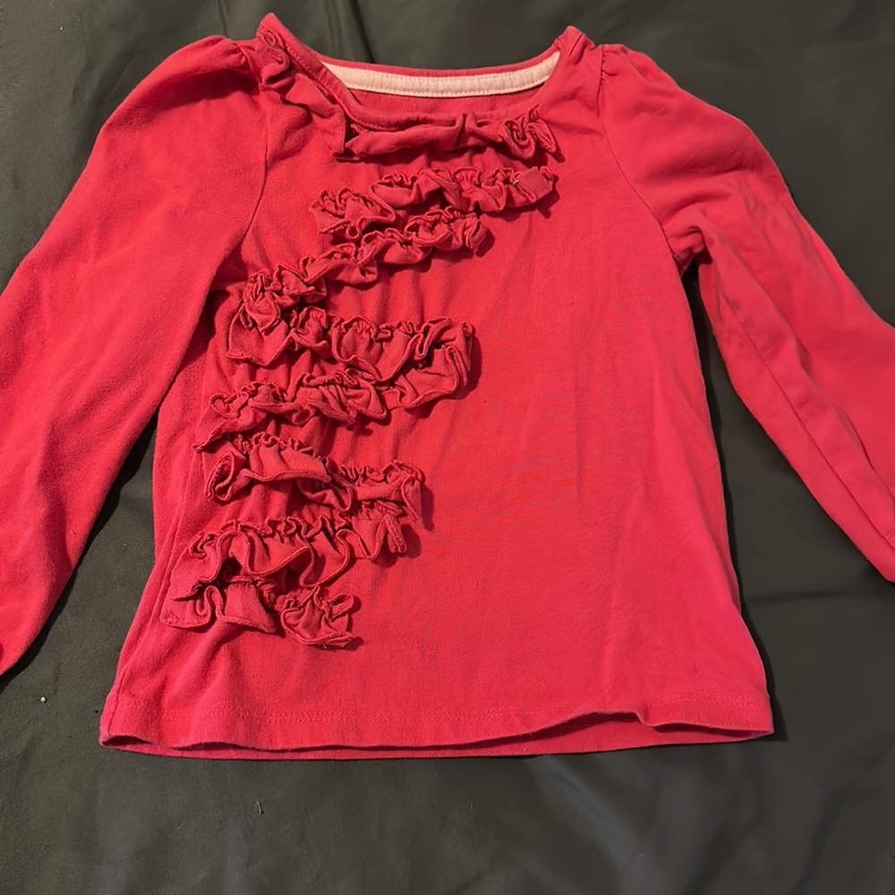 Cute long sleeve ruffled pink shirt